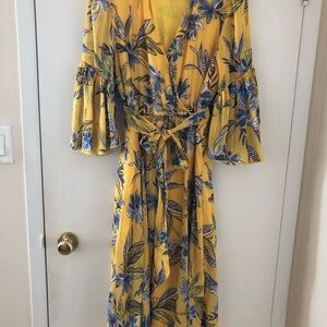 Floral Yellow and Blue Dress